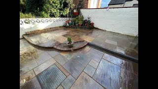 Preview of Tiered Buff Indian Sandstone Patio in Bagillt, Flintshire.