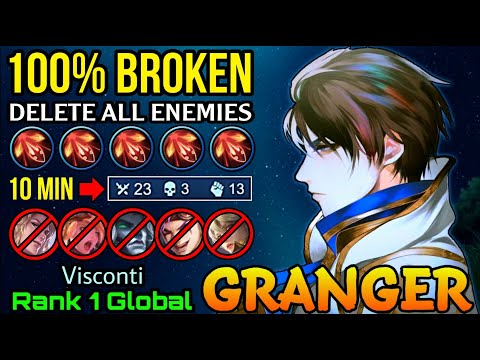 Super Broken Rhapsody Damage 23 Kills in 10 Minutes - Top 1 Global Granger by Visconti - MLBB