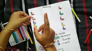 Shapes + Pattern matching diy worksheet for kg kids. #Diy worksheet