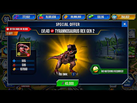 I SPENT 80,000 DNA for 2 T-REX GEN 2 LEVEL 40 | Jurassic World: The Game