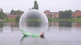 I Spent the Night on a Lake in a Zorb Ball & It Was Insane (Sleep on a Lake Challenge)
