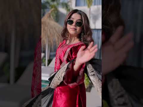 Red Designer Ice Velvet Embroidered Pant Set with Sequins Dupatta