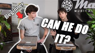 Video thumbnail for Learning His First Song On Harpejji | Making Music in 5 minutes! by Harpejji by Marcodi