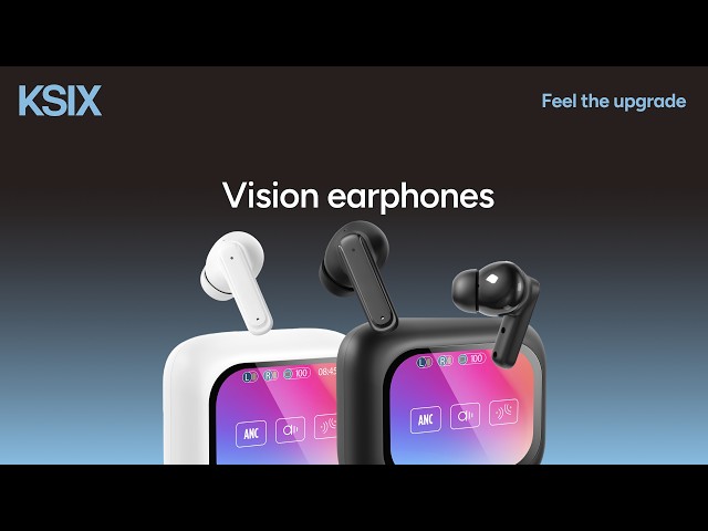 Cuffie wireless Ksix Vision con ANC e schermo TFT da 2,01" in custodia nera video
