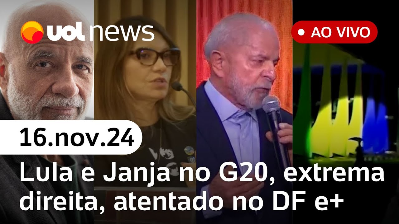 Atentado no DF, extrema direita faz 'recrutamento', Lula e Janja no G20, preso do 8/1 e+ | UOL News