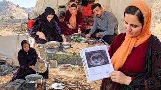 An ultrasound image of Maryam's baby. Sakineh is cooking a nutritious meal.