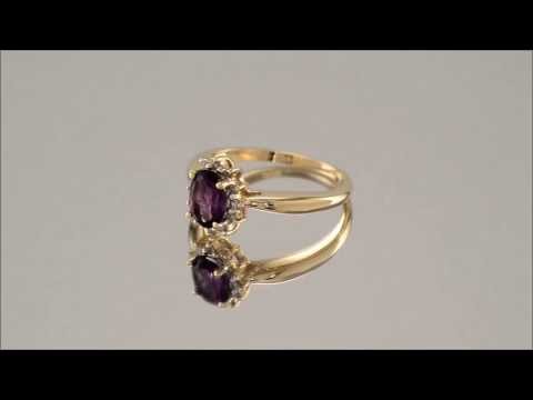 9ct Gold 7pt Diamond And Amethyst Cluster Ring - D8465