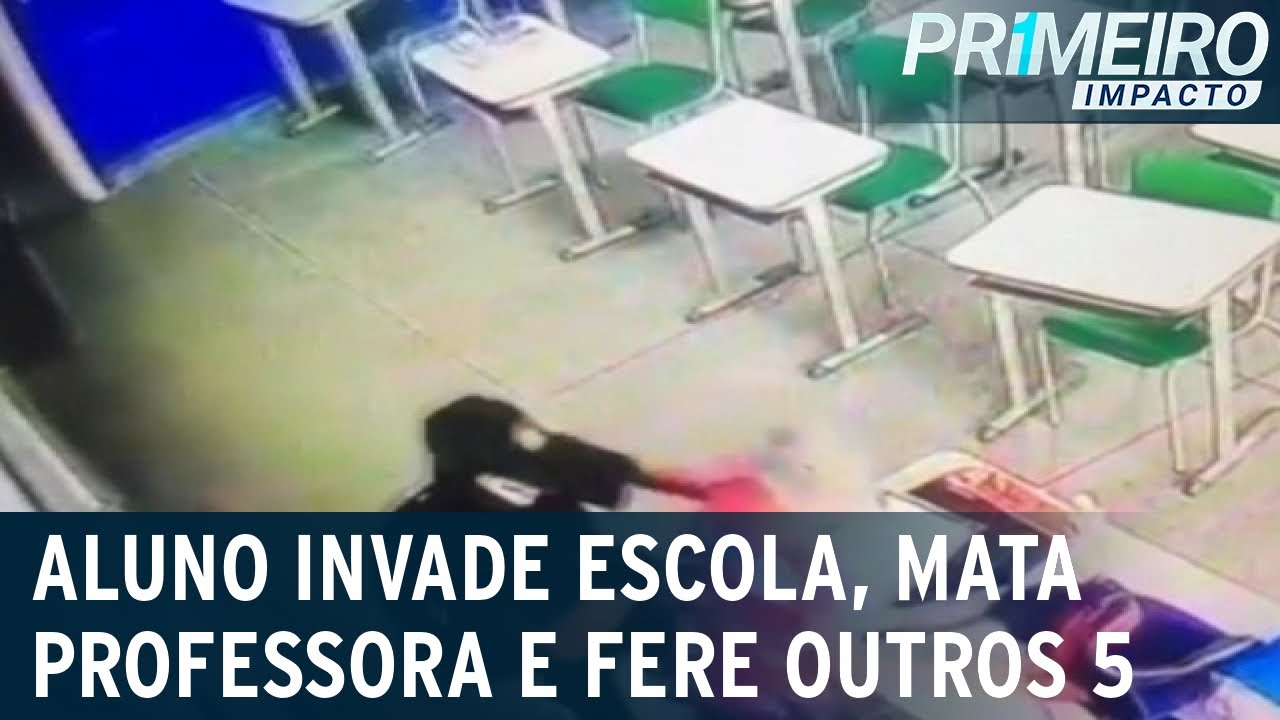 Câmera registrou ataque de aluno à professora em escola de SP | Primeiro Impacto (27/03/23)
