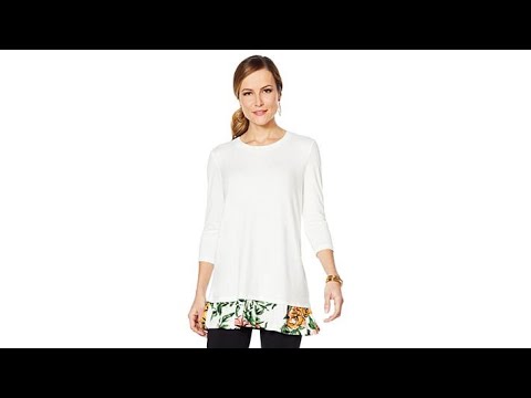 Nina Leonard Soft Knit Printed Top