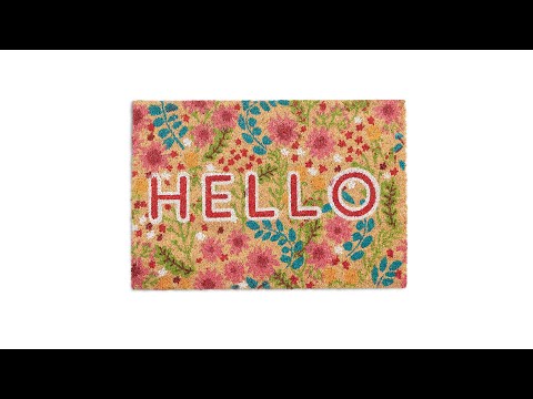 Fußmatte Kokos Hello Blumen Beige - Blau - Rot - Naturfaser - Kunststoff - 60 x 2 x 40 cm