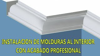 Instalación de molduras de unicel o pecho de paloma en interiores con acabado profesional