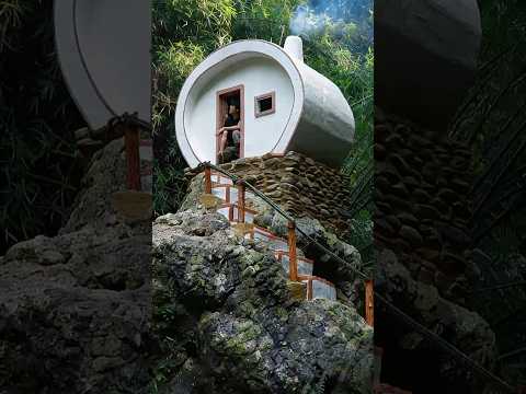 How I Build a Bushcraft Survival Shelter in the Deep Forest, Hunt and Cook, House on Rock