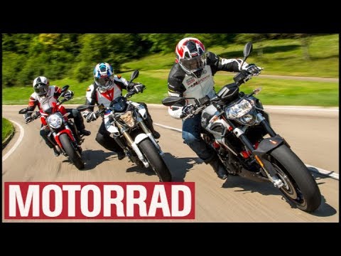 Aprilia Shiver 900 vs. BMW F 800 R vs. Ducati Monster 821 Stripe (English Subtitles)