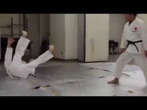 中段突き諸手上げ受け​掌底突き崩し