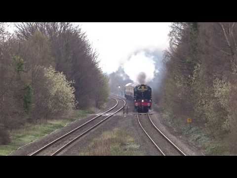 14.4.18 Royal Scot Steam Locomotive hauled train Bagillt Flintshire Wales UK