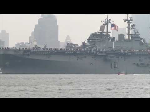 USS Wasp and tall ship Cisne Branco in the Hudson River during Op Sail & Fleet Week 2012