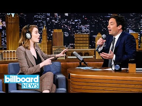 Emma Stone Hilariously Fails the 'Singing Whisper Challenge' on 'The Tonight Show' | Billboard News