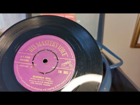 Heartbreak Hotel ~ Elvis Presley ~ HMV 45rpm 1956 Purple & Gold Label 7M 385 ~ 1963 Bush SRP31D