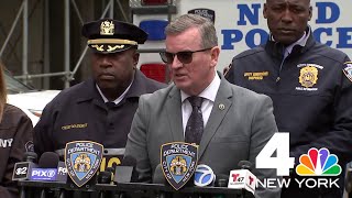 NYPD holds news conference after man sets himself on fire outside courthouse | NBC New York