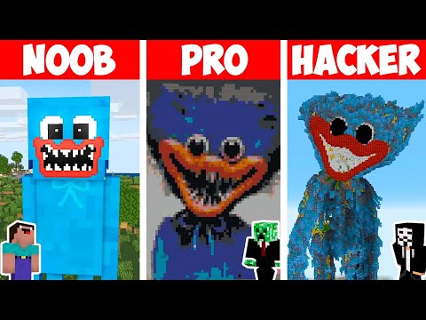 Minecraft NOOB vs PRO vs HACKER - HUGGY WUGGY POPPY PLAYTIME CHAPTER 3 BUILD CHALLENGE in Minecraft