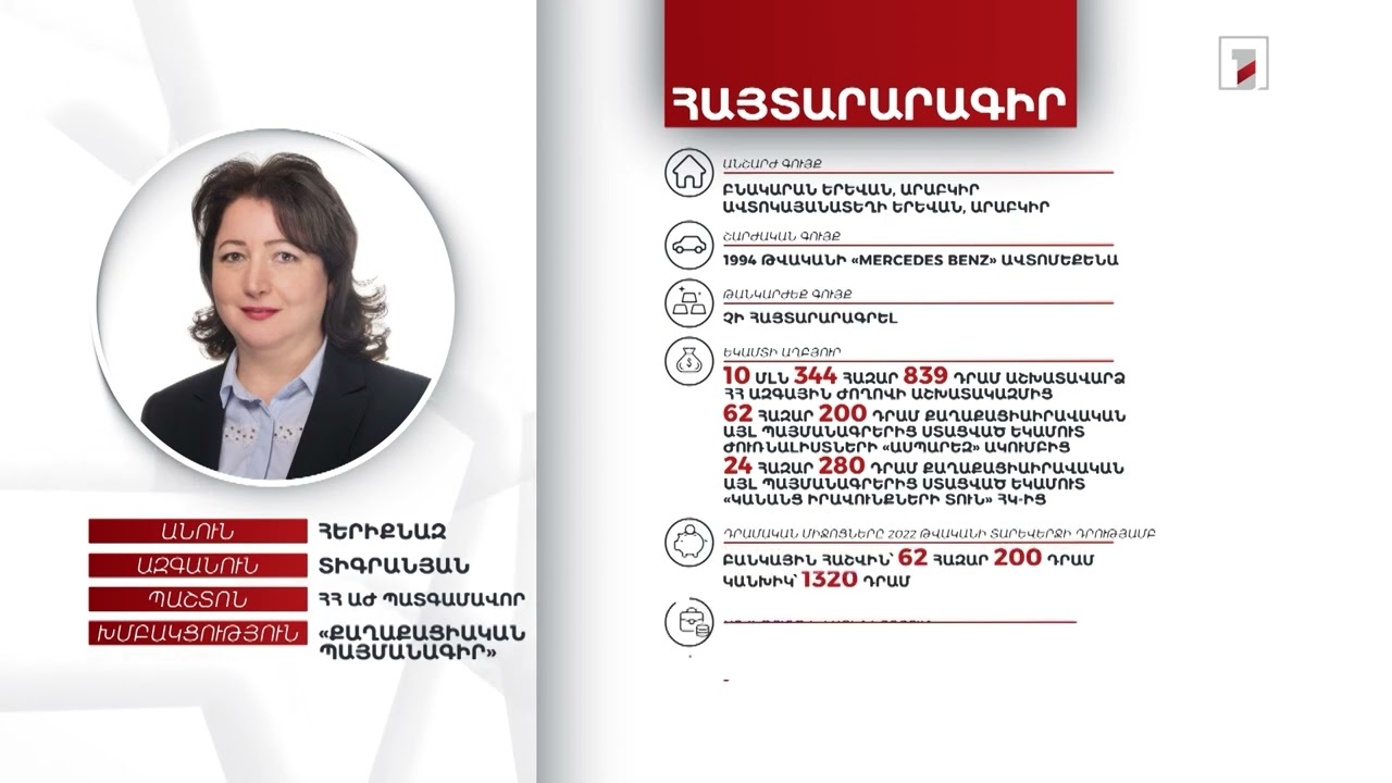 2 անշարժ գույք, ավտոմեքենա. ՀՀ ԱԺ պատգամավոր Հերիքնազ Տիգրանյանի հայտարարագիրը