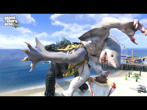 GTA 5 - Godzilla (2014) vs WereShark