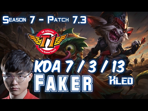 SKT T1 Faker KLED vs RUMBLE Top - Patch 7.3 KR Ranked