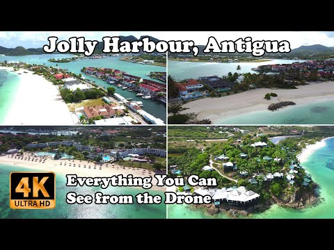 Jolly Harbour / Jolly Beach, Antigua from Drone in 4K