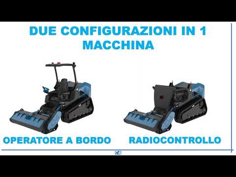 Porte outils sur chenilles C4 Meccanica TMU 40 radiocommandé + conducteur assis, robot de pente