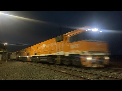 6KT8 The Great Southern with NR31 and NR30 passing through Gheringhap at night 6/11/2024