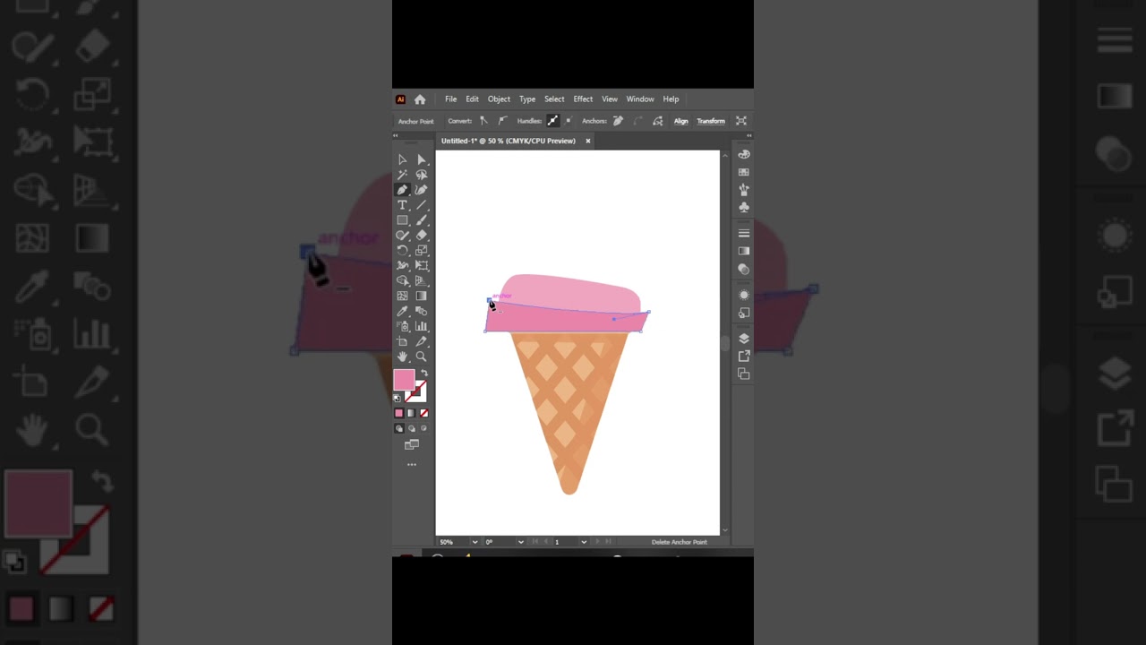 Adobe Illustrator Speed Art - Ice Cream Cone Flat Design