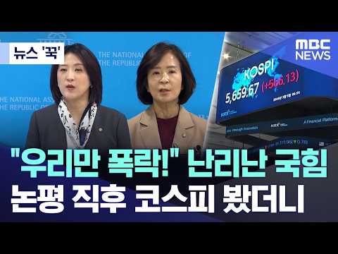 [뉴스 '꾹'] "우리만 폭락!" 난리난 국힘, 논평 직후 코스피 봤더니.. (2026.03.05/MBC뉴스)