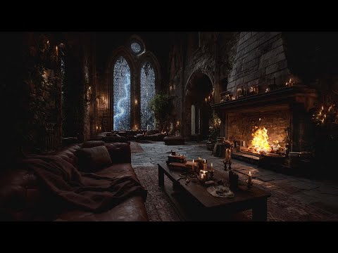 Old Stone Castle Ambience – Medieval Rainstorm, Thunder & Fireplace Sounds for Deep Sleep
