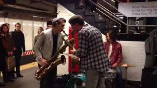 Baritone Saxophone, Tenor Saxophone & Drum Trio Performance by Moon Hooch @ L train