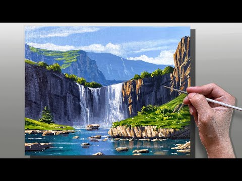 How to Paint Waterfall Valley / Step-by Step Acrylic Painting / Correa Art