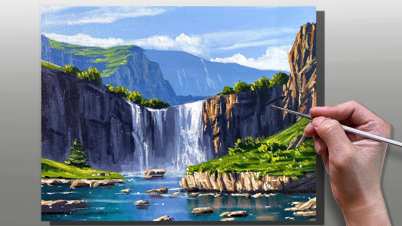 How to Paint Waterfall Valley / Step-by Step Acrylic Painting / Correa Art