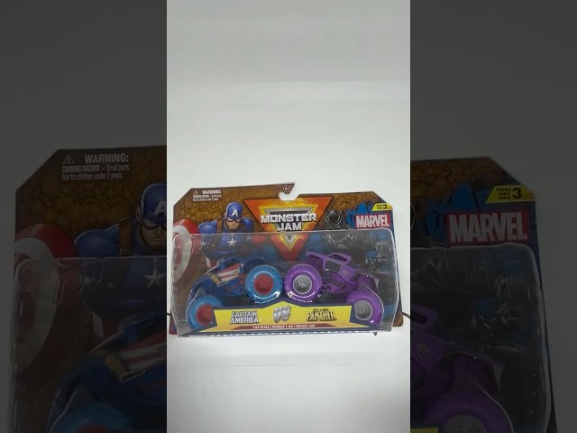 Vídeo relacionado con MONSTER JAM - Pack 3 Coches Monster Truck Marvel Oficial Escala 1:87 Metálicos: Black Panther, Capitán América y Iron Man - 6070229 - Coches para Niños - Juegos Infantiles - Juguetes Niños 3 años +