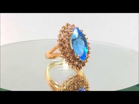 3.00 CTW Swiss Blue Topaz and Diamonds in 14K Solid Yellow Gold Ring
