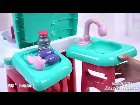 Набор врача с 30 элементами столик с краном помповой подачи звуков подсветки стетоскоп медицинские инструменты - фото 1 - id-p2805112959