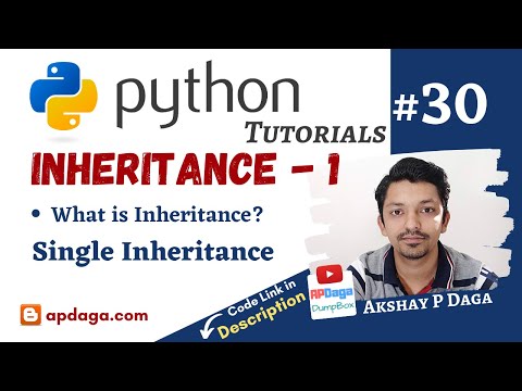 Python 30 Single Inheritance Tutorial By Apdaga