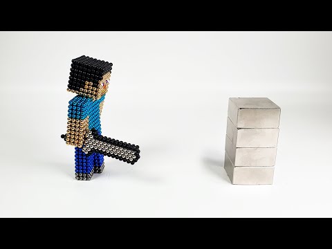 Minecraft Steve VS Monster Magnets Neocube Minecraft (Stop Motion)