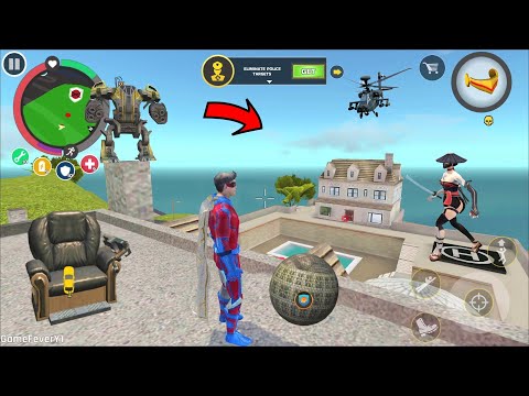 Rope Hero Mafia City Wars - (Red Eyes SuperHero Fight Yin Emperor's Daughter) BD 100 Ground Machine