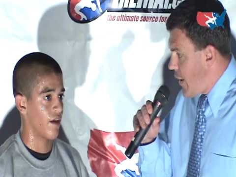 Junior Greco-Roman 105 pound champion Freddie Rodriguez of Michigan