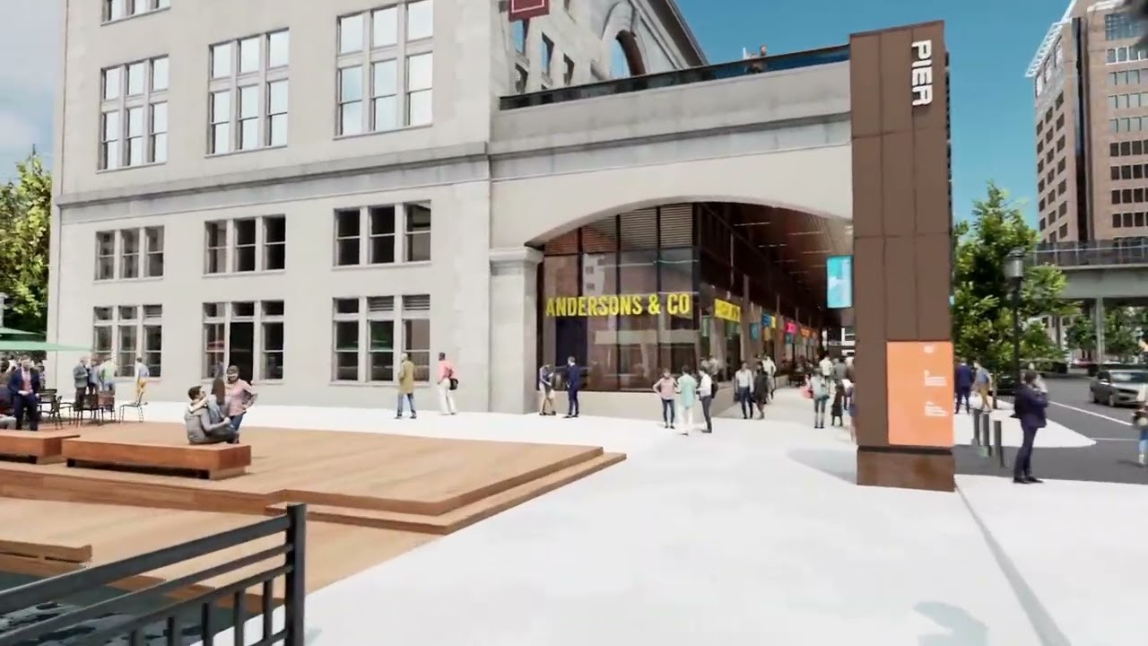 Rendering of the exterior of the Museum of American Finance at Commonwealth Pier