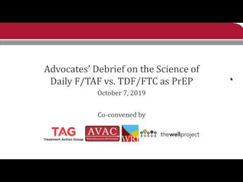 Webinar: Advocates’ Debrief on the Science of Daily F/TAF vs  TDF/FTC as PrEP