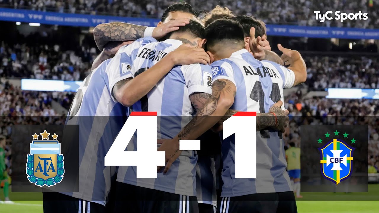 Argentina 4-1 Brasil | ARGENTINA CLASIFICÓ AL MUNDIAL 2026 | Eliminatorias Sudamericanas | Fecha 14