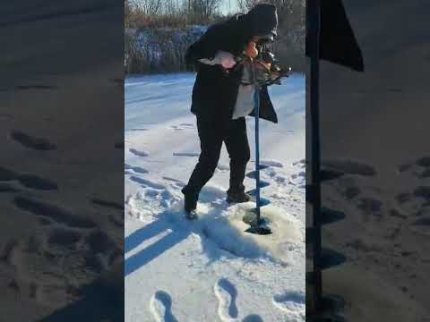 #hashtag Testing Our Gas Auger.#Hashtag Short.      #ice fishing