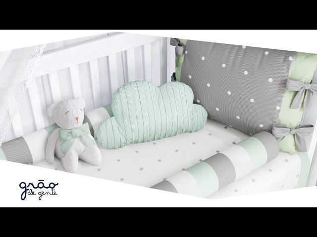 Quarto de Bebê Tricot Poá Verde | Grão de Gente