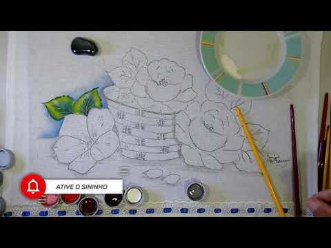 Roberto Ferreira - New Project - Fabric Painting: Basket, Rose, Leaves and Petunia Flower - Part 1