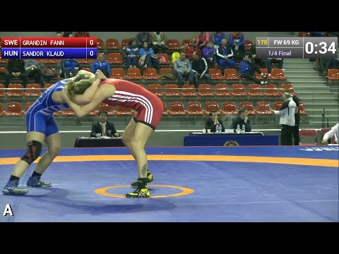Quarterfinal FW - 69 kg: Fanny GRANDIN (SWE) df. Klaudia SANDOR (HUN) by FALL, 8-3